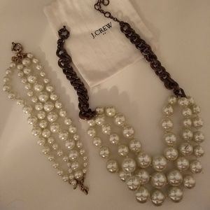 J. Crew pearl necklace and bracelet set